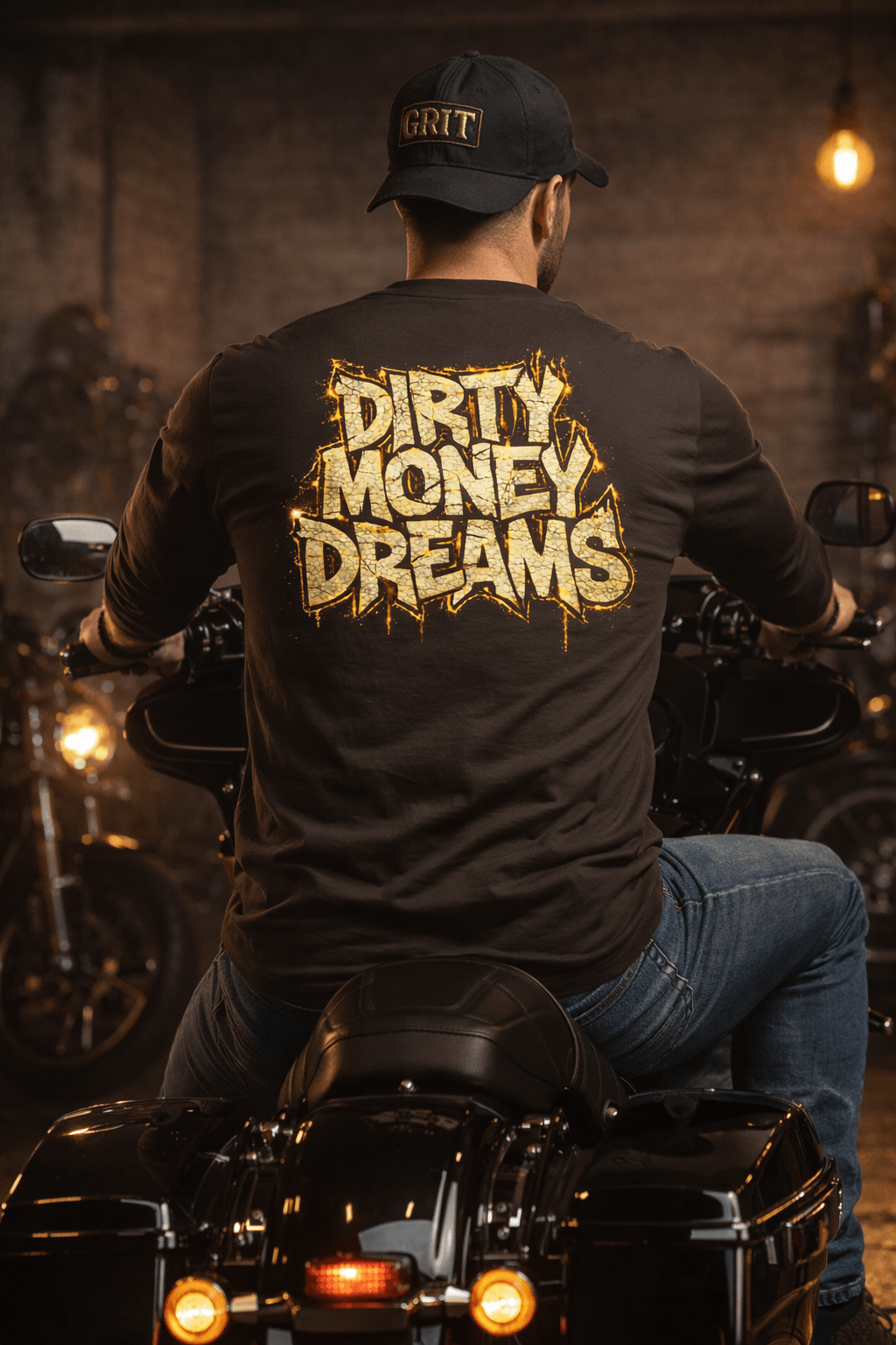 Built For The Long Run Graphic Long Sleeve Shirt –Motorcycle Motivational Streetwear | Dirty Money Dreams -DIRTY MONEY DREAMS