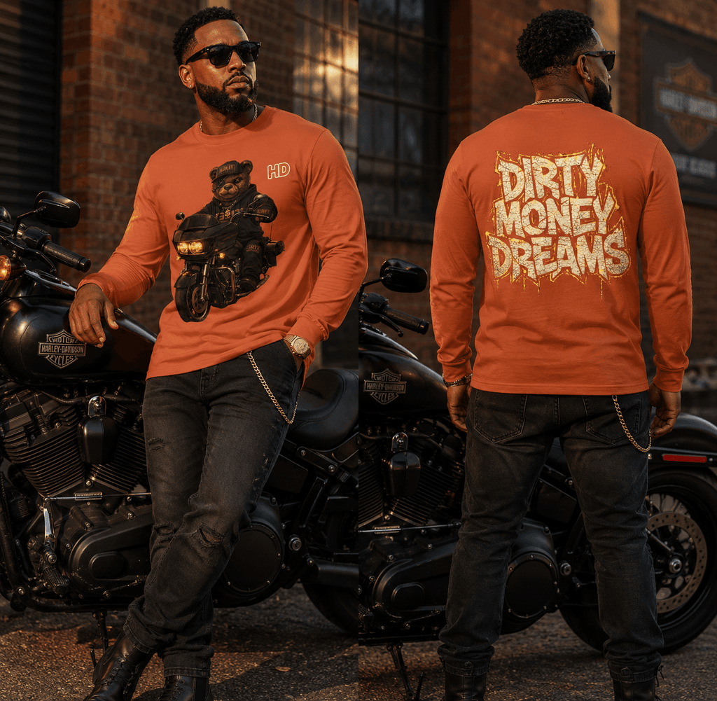 Built For The Long Run Graphic Long Sleeve Shirt Motorcycle Motivational Streetwear | Dirty Money Dreams - DIRTY MONEY DREAMS
