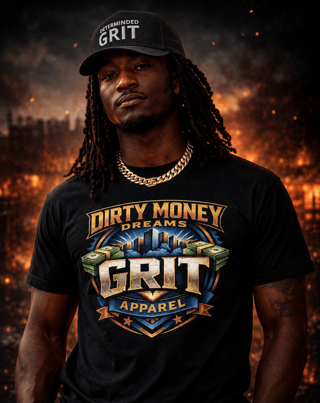 Determined GRIT Embroidered Trucker Hat - DIRTY MONEY DREAMS