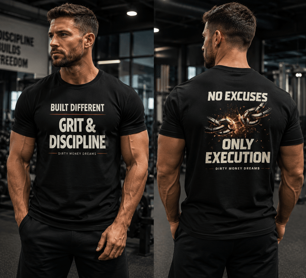 Dirty Money Dreams “Grit & Discipline” Tee – Built Different Streetwear - DIRTY MONEY DREAMS