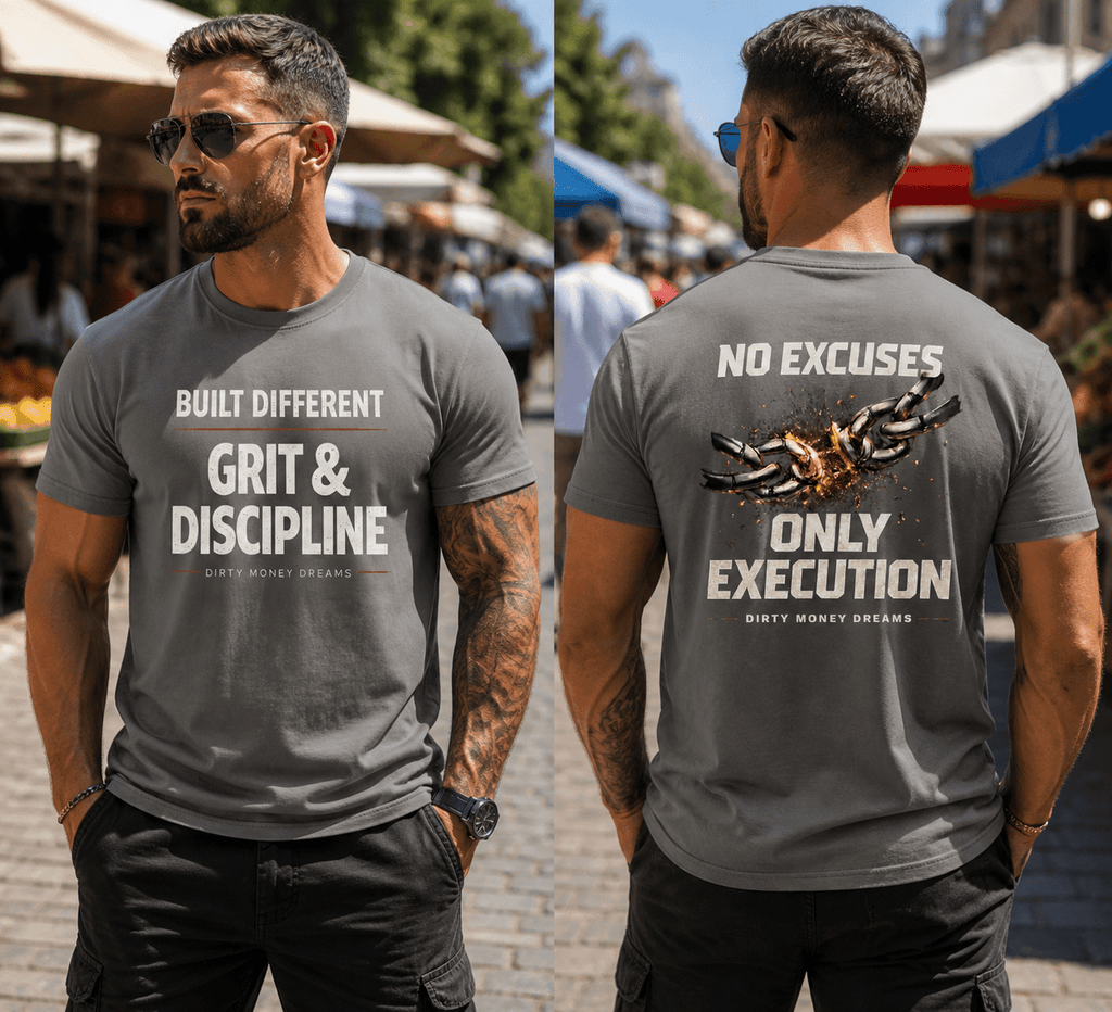 Dirty Money Dreams “Grit & Discipline” Tee – Built Different Streetwear - DIRTY MONEY DREAMS