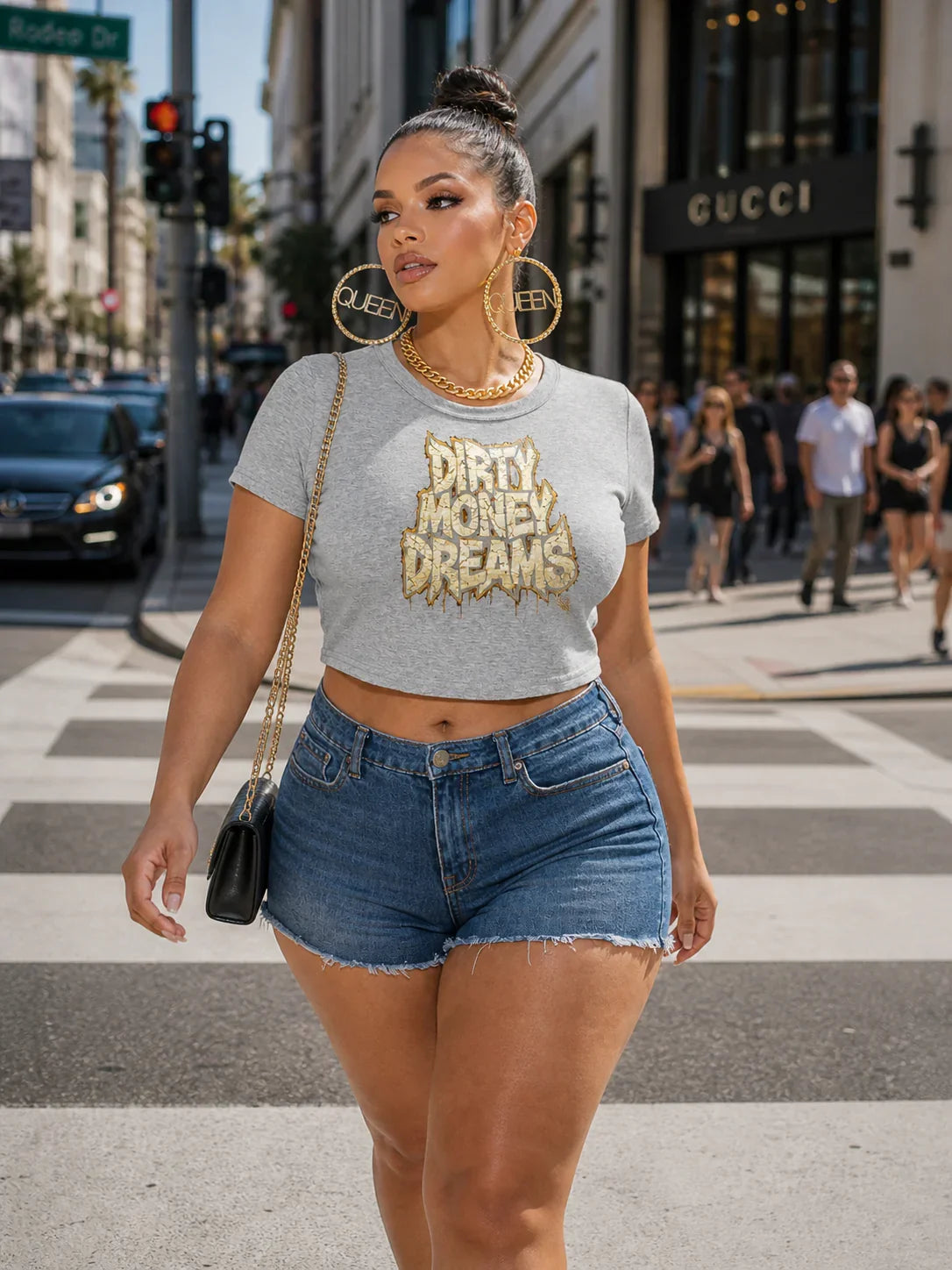 Dirty Money Dreams Logo Crop Tee – Women’s Streetwear Essential - DIRTY MONEY DREAMS