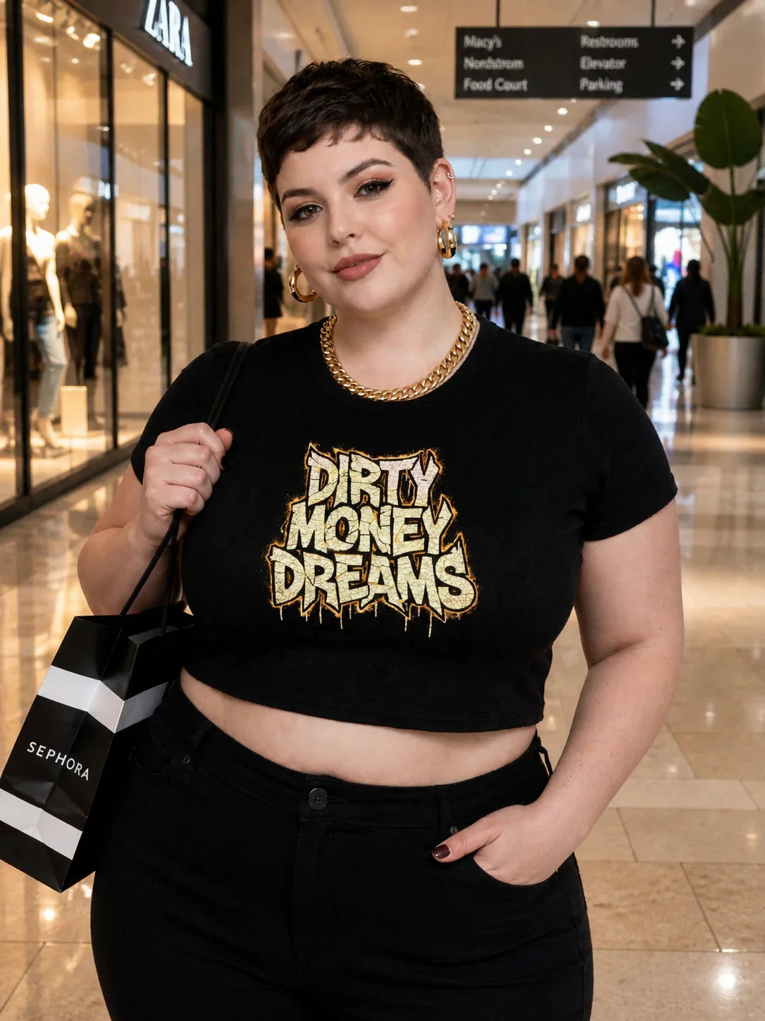 Dirty Money Dreams Logo Crop Tee – Women’s Streetwear Essential - DIRTY MONEY DREAMS