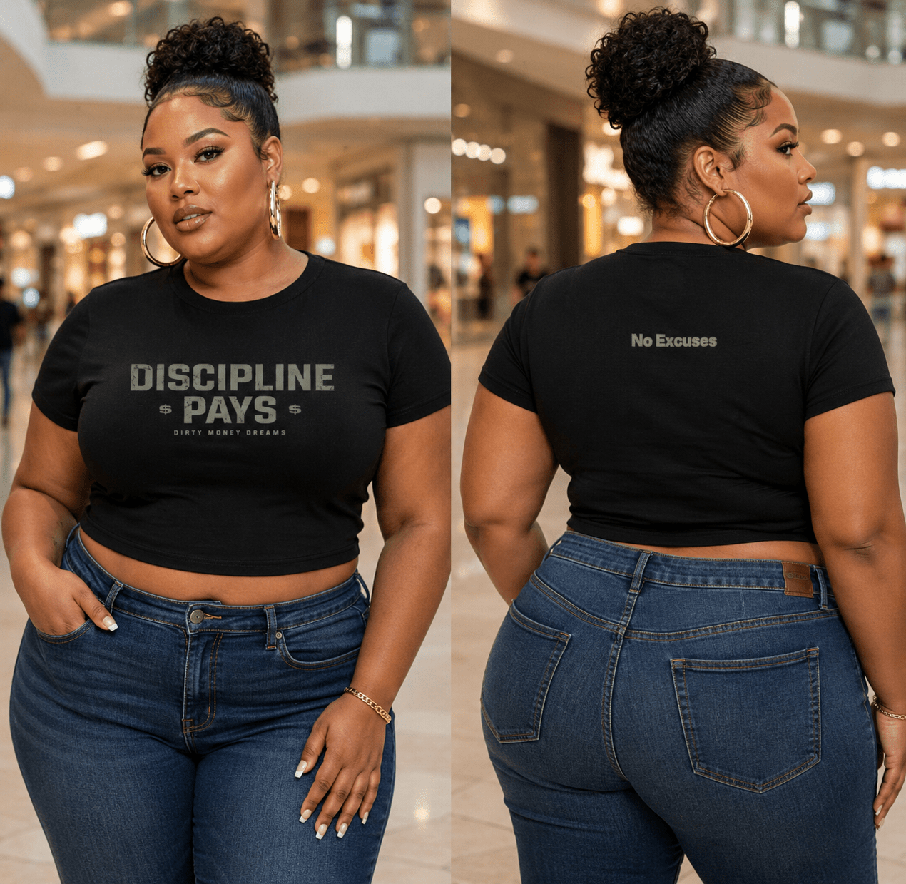 Discipline Pays Crop Tee – Women’s Motivational Streetwear | Dirty Money Dreams - DIRTY MONEY DREAMS