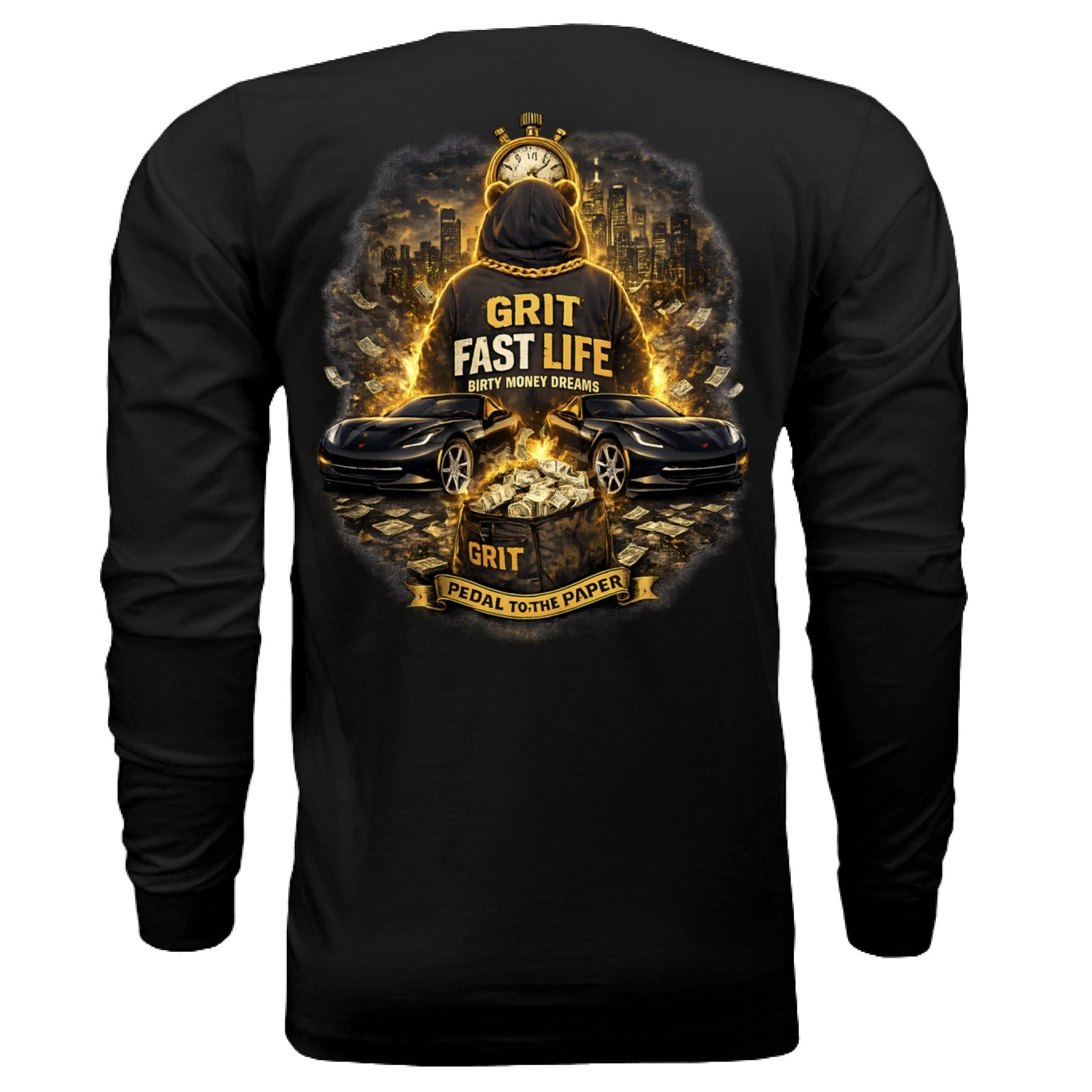 Everyday Discipline Graphic Long Sleeve Shirt – Motivational Streetwear | Dirty Money Dreams - DIRTY MONEY DREAMS