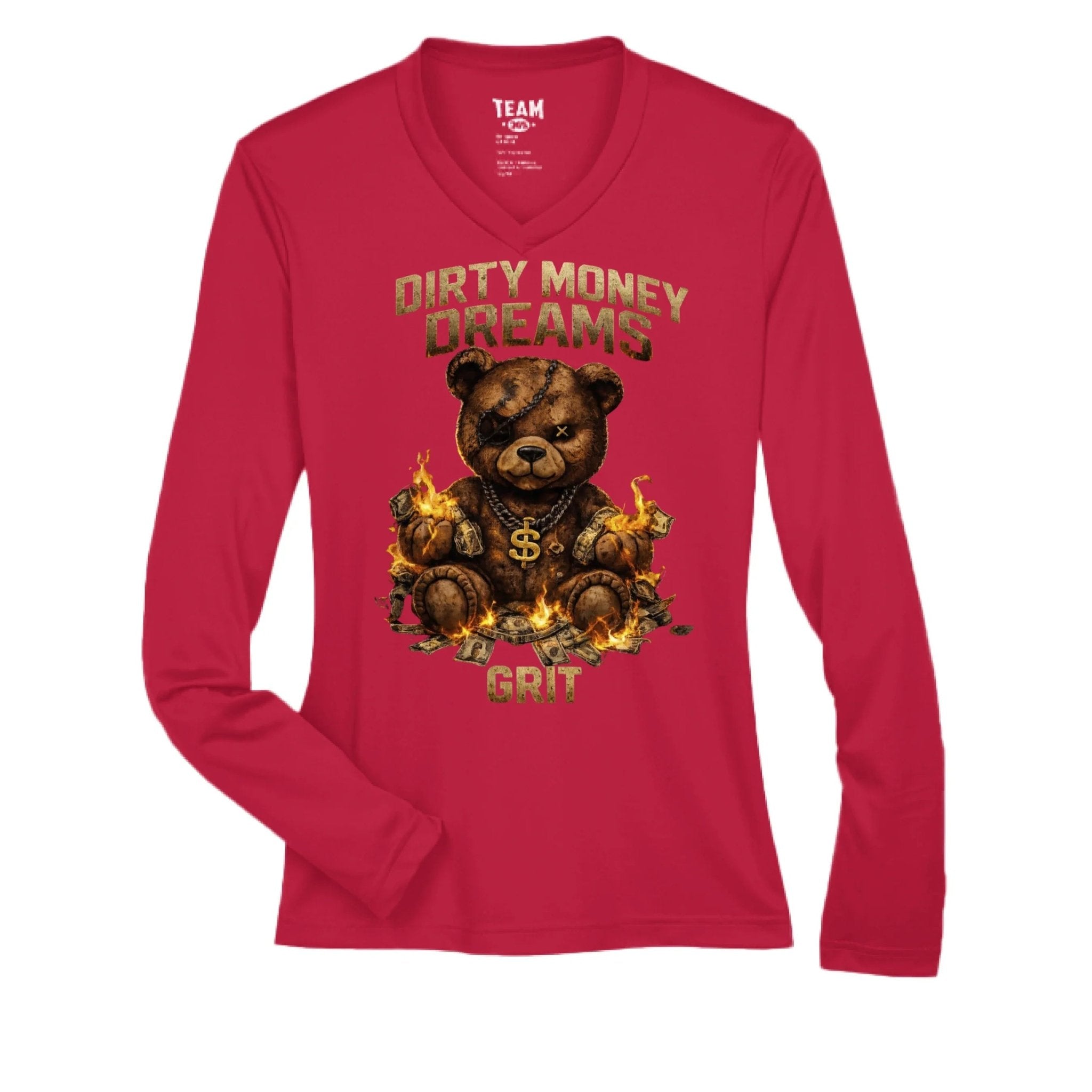 GRIT Women’s Performance V - Neck – Built Under Pressure Dirty Money Dreams - DIRTY MONEY DREAMS