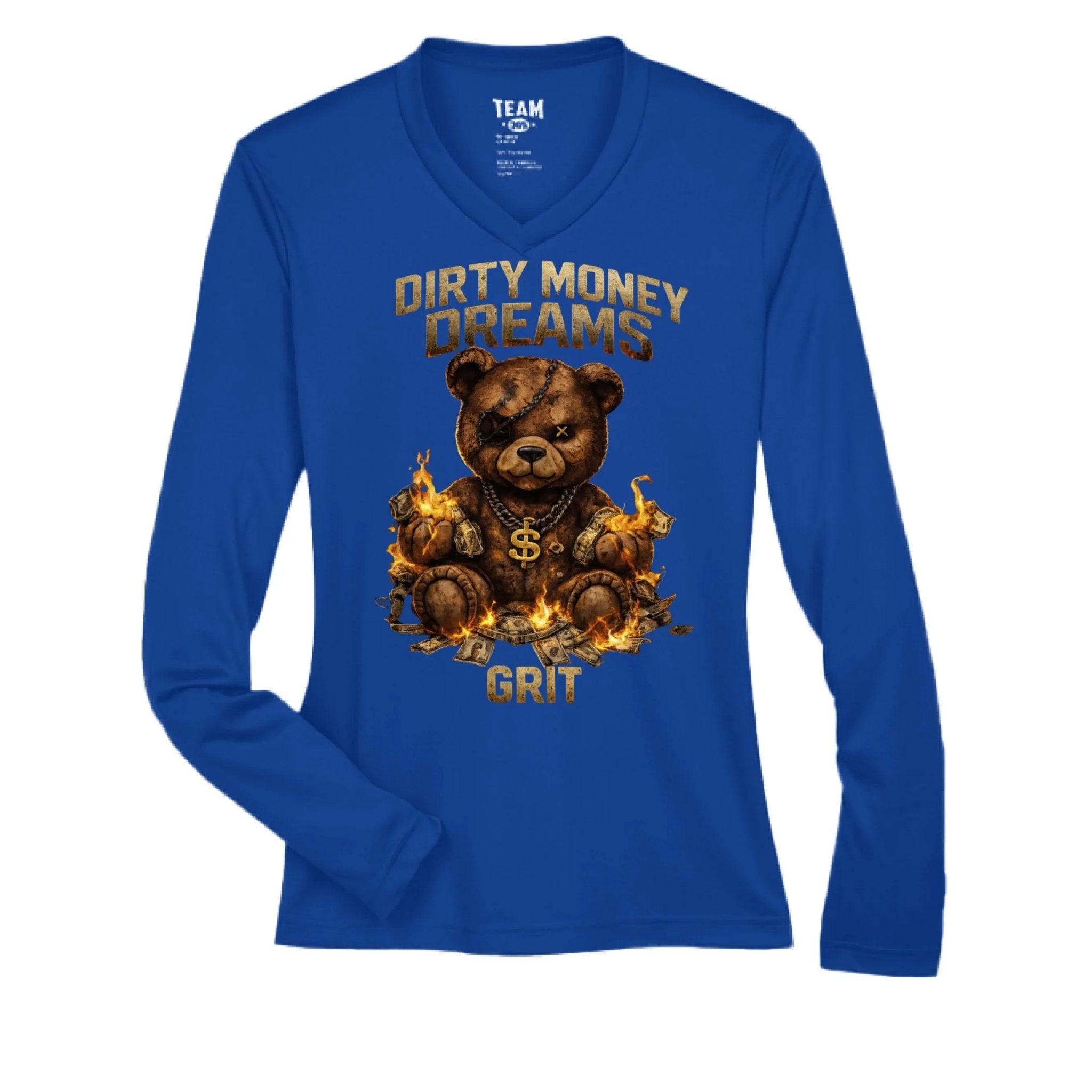 GRIT Women’s Performance V - Neck – Built Under Pressure Dirty Money Dreams - DIRTY MONEY DREAMS