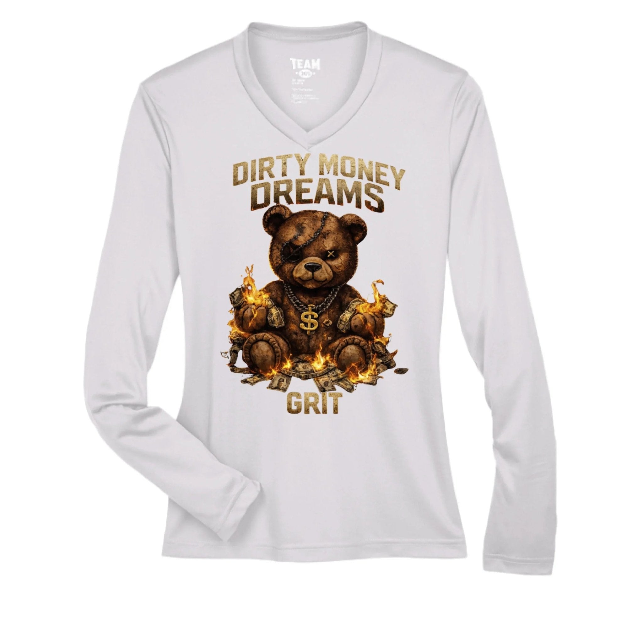 GRIT Women’s Performance V - Neck – Built Under Pressure Dirty Money Dreams - DIRTY MONEY DREAMS
