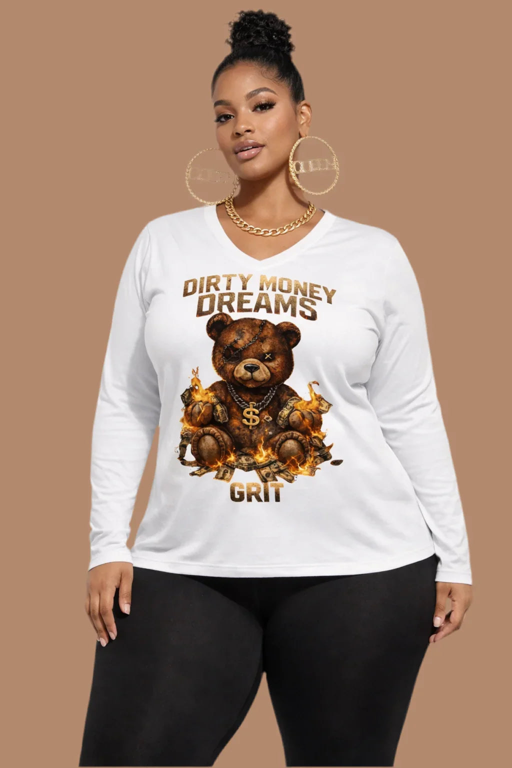GRIT Women’s Performance V - Neck – Built Under Pressure Dirty Money Dreams - DIRTY MONEY DREAMS