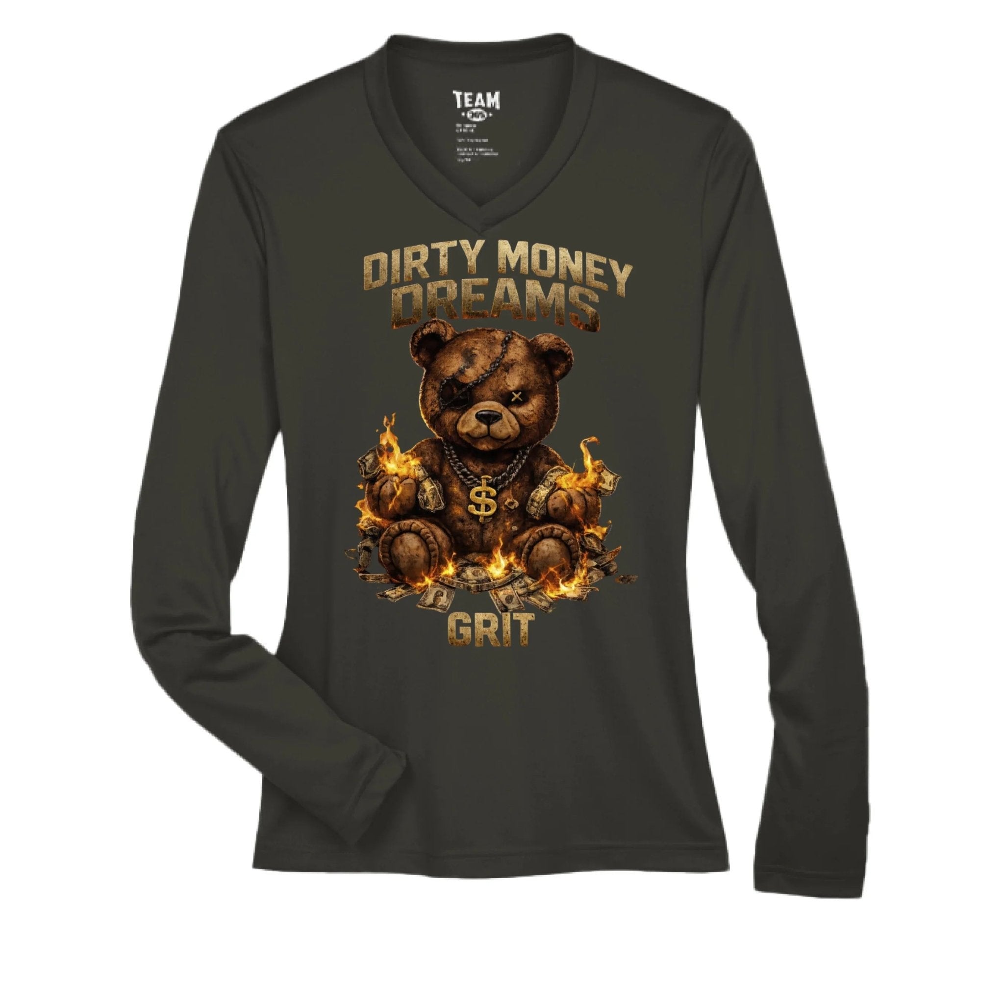 GRIT Women’s Performance V - Neck – Built Under Pressure Dirty Money Dreams - DIRTY MONEY DREAMS