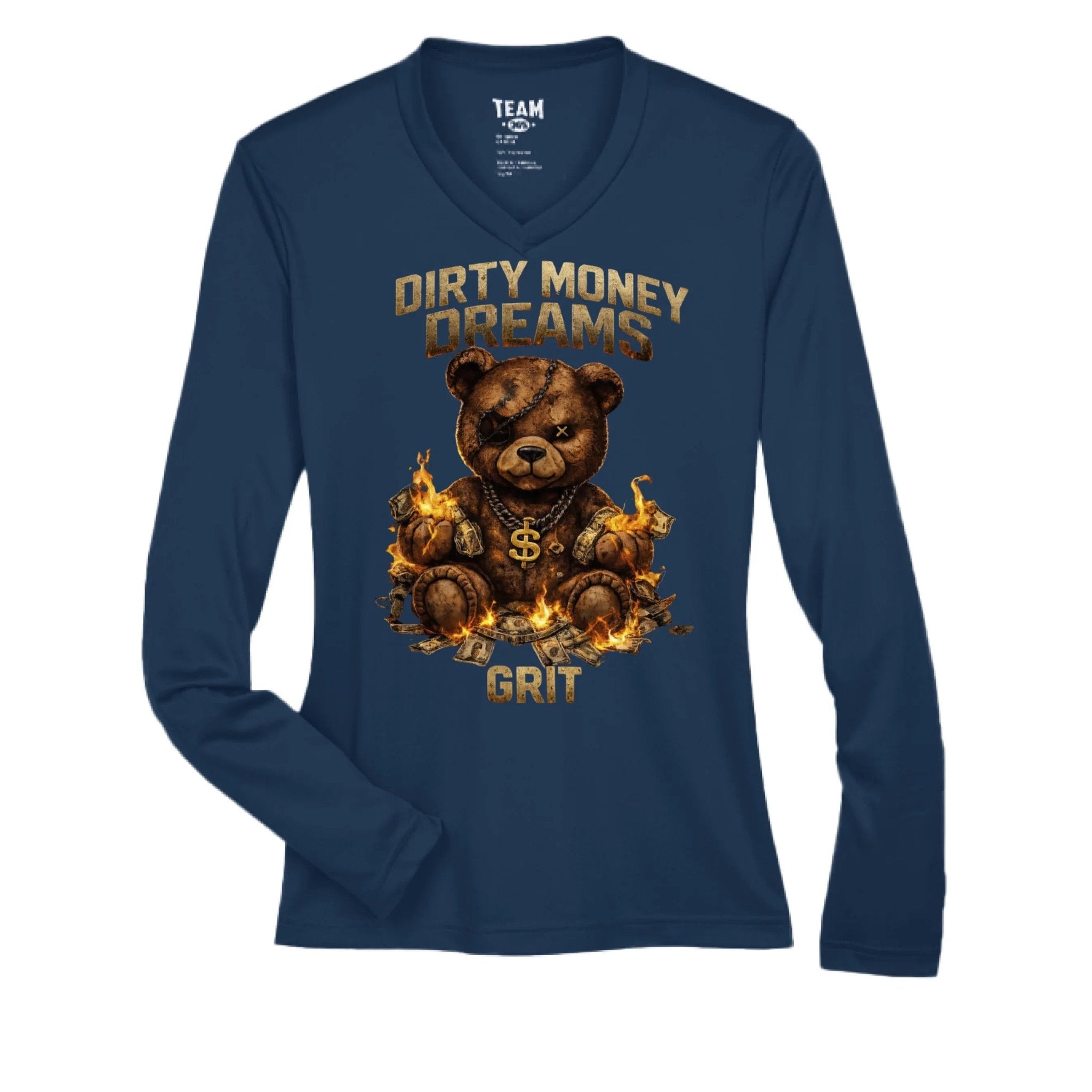 GRIT Women’s Performance V - Neck – Built Under Pressure Dirty Money Dreams - DIRTY MONEY DREAMS