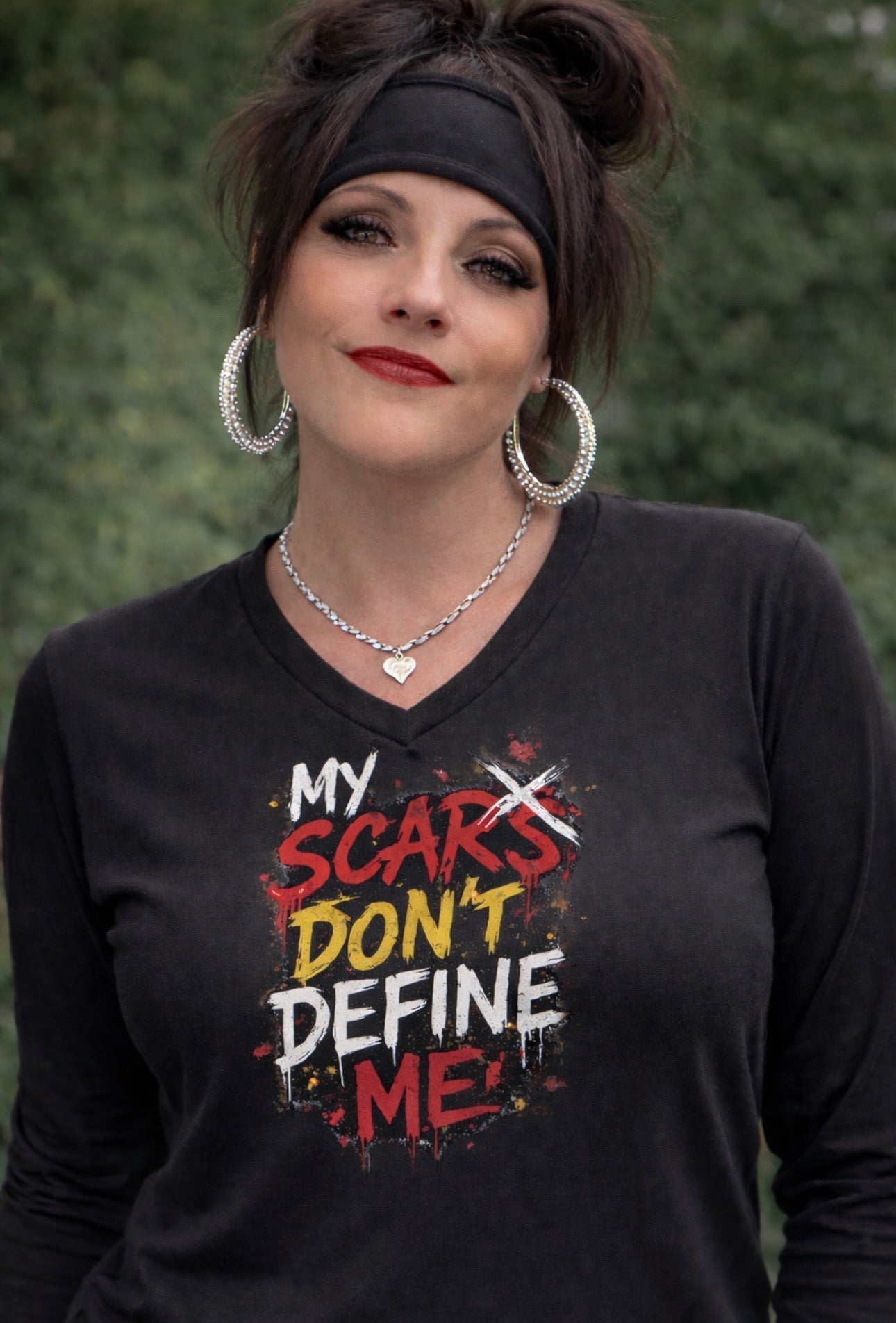 My Scars Don’t Define Me Shirt – Women’s Motivational Long Sleeve V - Neck | Dirty Money Dreams - DIRTY MONEY DREAMS