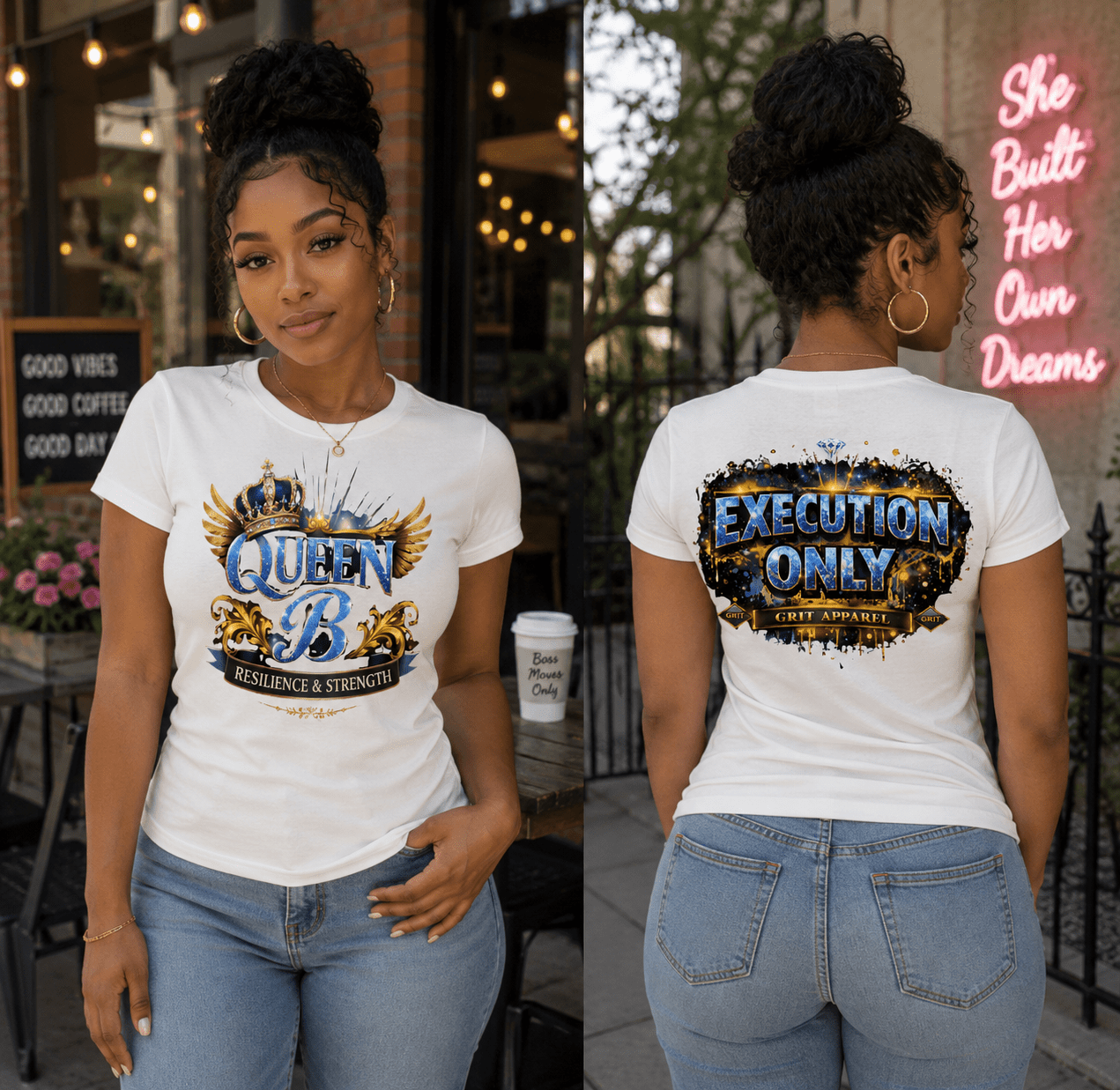 Queen B Graphic T-Shirt – Women’s Motivational Streetwear | Dirty Money Dreams - DIRTY MONEY DREAMS